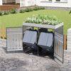 Merax Mülltonnenbox Abschließbar mit Pflanzkasten & vertikaler Holzmaserung für 2 Tonnen (Wetterfester Garten Aufbewahrungsschrank für Außenbereich, 1 St), 2 Fächer Mülltonnenverkleidung mit Belüftungsschlitzen, Metall Bild 4