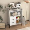 Sideboard mit 3 Schubladen, Tür & Glastür, Weiß, 85x40x120 cm Bild 4