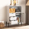 Sideboard mit 3 Schubladen, Tür & Glastür, Weiß, 85x40x120 cm Bild 3