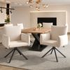 Merax Esszimmerstühle Set, (4 st), 4er-set, Gepolsterter Sessel mit 4 Metallbeinen, 360° Lässiger Drehstuhl, Wohnzimmer Schlafzimmerstuhl, Arbeits- und Schreibtischstuhl, Lordosenstütze, Leinen, Beige Bild 3