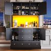 Hochschrank H 180 x T 40 x B 115 cm mit App-gesteuerter LED, 3 Schubladen, Holzoptik Schwarz/Natural Bild 2
