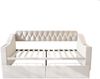 Polsterbett Schlafsofa 90x190 cm ohne Matratze, Samtbezug in Beige, mit 2 Stauraumschubladen, Armlehnen mit Ablagefächern Bild 4
