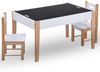 vidaXL 3-tlg. Kinder-Kreidetafel-Tisch und Stuhl-Set, MDF schwarz / weiß Bild 3