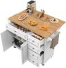 Kücheninsel, Modernes Küchensiland, Küchenschrank, Abnehmbare Servierwagen buffetschrank, Speisewagen mit Vintage-Muster, buffetschrank, Multifunktionale Esstisch mit Speicherraum, weiß, 110×45-75×92cm Bild 5