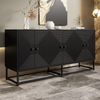 Sideboard Aufbewahrungsschrank, Spanplatte in Matt-Schwarz, 3 Doppeltüren, 160x38x75,5 cm Bild 4