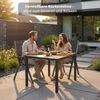 KHG Gartenstuhl Gartenstuhl mit Armlehnen Anthrazit klappbar, bis 120 kg belastbar (Outdoor Klappstuhl mit verstellbarer Rückenlehne), Aluminiumgestell mit Textilgewebe, Holzarmlehnen aus Eukalyptus Bild 3