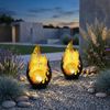 2x LED Solarleuchte, Wetterfest, schwarz, gold, Akku, H 26,5cm Bild 2