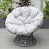 PureHaven Lounge Sessel 92 x 80 x 80,5 cm aus Rattan Rundkissen drehbar 360 Grad pflegeleicht elegantes Design verstellbare Kunststofffüßchen Grau/Grau Bild 4