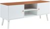Fernsehschrank Reyljand mit 2 Türen 120x35x50 cm Weiß/Teakoptik [en. casa] Bild 2