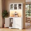 Bealife Buffet Küchenschrank mit Arbeitsplatte und 3 Schubladen (Mit LED-Licht (farblich einstellbar) & Steckdose) Bild 4