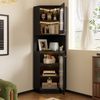 Flieks LED-Eckhochschrank 166.5 cm mit LED, offenem Fach und verstellbaren Einlegeböden, Mehrzweckschrank für Wohnzimmer, Bad & Küche, Schwarz Bild 2