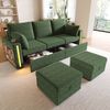 Merax Modulares U/L-Form Sofa, mit 2 Hockern mit Stauraum, LED-Stimmungslicht per App & Fernbedienung, Getränkehalter, USB/Type-C, Armlehnen-Regal, große Schubladen, Kissen, Grün Bild 2