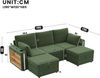 Merax Modulares U/L-Form Sofa, mit 2 Hockern mit Stauraum, LED-Stimmungslicht per App & Fernbedienung, Getränkehalter, USB/Type-C, Armlehnen-Regal, große Schubladen, Kissen, Grün Bild 4