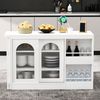 Flieks Sideboard mit 360° drehbar Tisch und verstellbarer Einlegeböden 2-in-1 (2 St, klappbare Tischplatte T40-80 cm), erweiterbarer Esstisch & Mehrzweckschrank mit Glasschiebetüren Weiß Bild 3