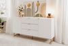 Finori Edinburgh 51A Sideboard, weiß | Sideboard für Wohnzimmer | Maß: B x H x T ca. 179 x 90 x 40,5 cm | Sideboard mit 2 Türen, 2 Einlegeböden und 3 Schubkästen Bild 2