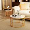 Couchtisch-Set 2-tlg, B 70/45 x T 70/45 x H 45/37 cm, nestbar, MDF in Marmoroptik, Metallgestell Bild 5