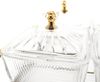 13 Teiliges Snackschalen-Set aus Glas mit goldenem Serviertablett & Knaufdeckel Bild 3