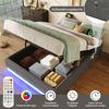 Polsterbett 90×200 cm mit hydraulischem Bettkasten, LED, USB & Typ-C, Grau, ohne Matratze Bild 4