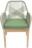 2er-Set Gartenstuhl HWC-H56b, Sessel Outdoor, wetterfest Seilgeflecht Rope Holz Akazie ~ grün Kissen grün Bild 5