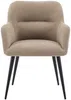 Vente-unique - Stuhl mit Armlehnen 2er-Set - Stoff & schwarzes Metall - Beige - HEKA Bild 4