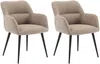 Vente-unique - Stuhl mit Armlehnen 2er-Set - Stoff & schwarzes Metall - Beige - HEKA Bild 3