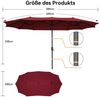 Puluomis Sonnenschirm Balkonschirm ohne Ständer Strandschirm Gartenschirm UPF 50+ mit Kurbel, LxB: 400x200 cm, Sommer, wasswedicht grau/beige Bild 3