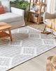 Outdoor Teppich grau weiß 160 x 230 cm orientalisches Muster Kurzflor TABIAT Bild 3