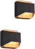 LED Holz Wandlampen 2er Set Up and Down mit Stufen Dimmer Schwarz, Höhe 12cm Bild 2