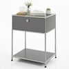 Floordirekt Beistelltisch Concept Epure MK-139, B50 × T40 × H65 cm, verschließbare Schublade (modular, kratzfeste Pulverbeschichtung), Beistellregal mit verchromtem Metallgestell, höhenverstellbare Füße Bild 4