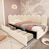 Merax Polsterbett 90x200cm Einzelbett Kinderbett Jugendbett mit Schubladen Stauraumbett Samt Daybett Tagesbett Schlafsofa mit Lattenrost und Erwachsene, Beige Bild 2