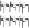 vidaXL Gartenstühle mit Kissen 6 Stk. Braun 54x61x83 cm Poly Rattan 3187088 Bild 2