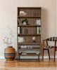 Dmora Bücherregal Morgana, Büroregal, Mobiler Buchhalter, Bücherbrett, 80x36h182 cm, Walnuss und Schwarz Bild 4
