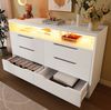 Sideboard mit 6 Schubladen & LED-Beleuchtung, 120 x 40 x 85 cm, Weiß Bild 5