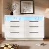 Sideboard mit 6 Schubladen & LED-Beleuchtung, 120 x 40 x 85 cm, Weiß Bild 3