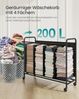 SONGMICS Wäschekorb mit Rollen, Wäschesammler 4 Fächer, 200 L Wäschesortierer, beweglicher Wäschewagen, 5 Etiketten, für Waschküche, Schlafzimmer, Badezimmer, tintenschwarz Bild 3