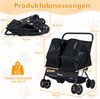 Doppel Hundebuggy mit 2-Sitzer-Tragetasche & Verstellbarem Sonnenschutz Katzenwagen Schwarz Bild 2