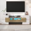TV-Schrank 145 x 30 x 51 cm aus MDF, Hochglanz Weiß/Goldoptik, mit LED & Schubladen Bild 2