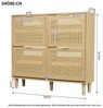 Flieks Schuhschrank mit 4 Rattan-Klappen und Metallgriffen (B100/T25/H90,3 cm, 1-St, ca 16 Paar Schuhe) Schuhregal Schuhkipper Schuhkommode Holz, Massivholzbeine Bild 4