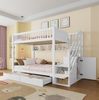 Bett 90x200 cm mit Stauraum und Kleiderschrank – Etagenbett in Weiß mit Aufbewahrungstreppe Bild 2