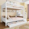 Bett 90x200 cm mit Stauraum und Kleiderschrank – Etagenbett in Weiß mit Aufbewahrungstreppe Bild 3