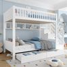 Bett 90x200 cm mit Stauraum und Kleiderschrank – Etagenbett in Weiß mit Aufbewahrungstreppe Bild 4