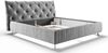 KAWOLA Bett ANNY Polsterbett Kopfteil niedrig Velvet silber 160x200cm Bild 3