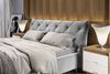 KAWOLA Bett ANNY Polsterbett Kopfteil niedrig Velvet silber 160x200cm Bild 2