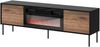 TV-Lowboard Cuird 180 mit Elektrische Kamin mit 2 Drehtüren (Farbe: Schwarz / Nuss Warmia) Bild 3