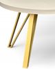 Runder ausziehbarer Tisch Ø110 cm in Kaschmir Beige mit goldenen Metallfüßen Bild 3