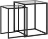 2er-Set Beistelltische, stapelbar, 42 x 42 x 51 cm / 33 x 33 x 45,5 cm, gehärtetes Glas, Stahlgestell Bild 3