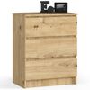 Home Collective Kommode 60 cm breit Holz Highboard Sideboard für Flur Schlafzimmer Wohnzimmer (Kommode Schlafzimmer Kommode mit Schubladen Holz Schrank), Kinderzimmer Organizer, 77 cm hoch mit 3 Schubladen Artisan Eiche Bild 4