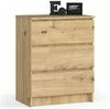Home Collective Kommode 60 cm breit Holz Highboard Sideboard für Flur Schlafzimmer Wohnzimmer (Kommode Schlafzimmer Kommode mit Schubladen Holz Schrank), Kinderzimmer Organizer, 77 cm hoch mit 3 Schubladen Artisan Eiche Bild 5