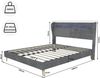 Flieks Polsterbett 160x200cm, Doppelbett mit LED-Kopfteil, Samt, Grau Bild 4