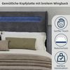 Flieks Polsterbett 160x200cm, Doppelbett mit LED-Kopfteil, Samt, Grau Bild 5